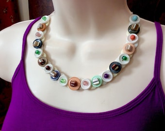 Whimsically Textured button necklace