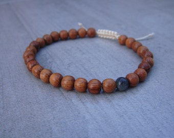 bayong wood and larvakite bead bracelet 6mm beads