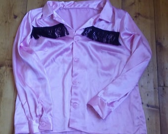 ladies vintage cowgirl shirt in pink, approx size 16