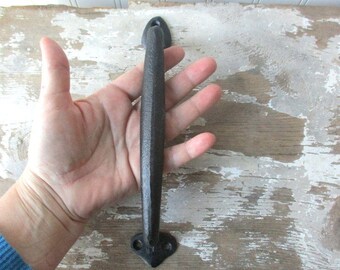 9 inch cast iron handle barn handle, bakery style handle pull sliding door handle black finish rustic farmhouse industrial hardware