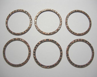 Hammered Antiqued Copper plated Hoops Drops Dangles Earring Findings - 6 - 25mm - L