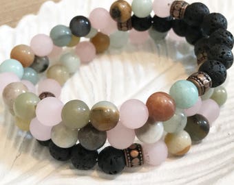 Stackable, Affirmation Essential Oil Diffuser Bracelet, Lava Bracelet