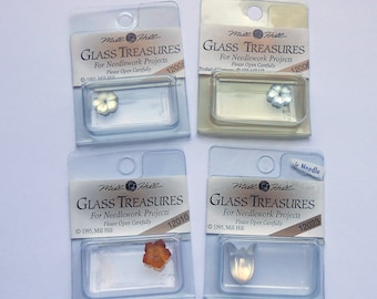Mill Hill Glass Treasures - Embellishments - Assorted Flowers - Lot of 4 - Free U.S. Shipping