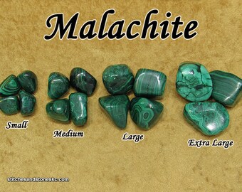 Malachite tumbled stone for crystal healing — multiple sizes available