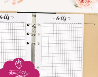 Bill planner inserts: "BILL TRACKER" Bill pay | Bill due | Bills calendar | Monthly bill tracker, Bill organizer | Filofax | Finance planner