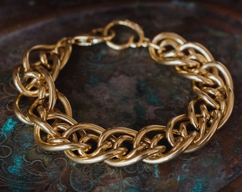 Vintage Oscar de la Renta 8" Gold Tone Bracelet