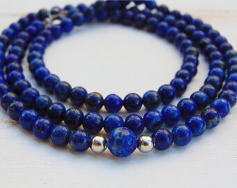 Lapis Lazuli Men's Necklace, Mens lapis neckace, Men's Beaded Necklace, Men's Necklace,Long men's necklace,Yoga Necklace,Men's Boho Necklace