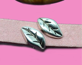 5 beads loops leaves for 10mm silver color cord