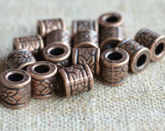 20pcs Metal Bead Antiqued Copper 8x8mm Tube Cylinder 3mm Hole