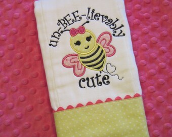 Sweet Baby Girl Un-BEE-lievably Cute BUMBLEBEE Burp Cloth