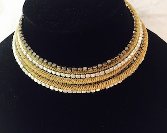 Necklace with gold and silver chain adjustable