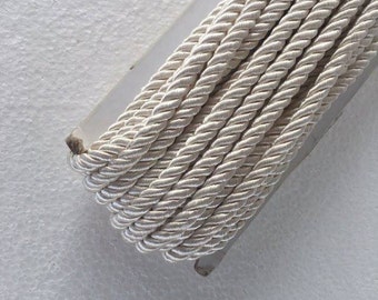 1.1 yards ivory , 5 mm twist cord, twisted , Wrapped Thread Cord, Satin Twisted cord , Decoration,Fabric Rope Trim Accent for Crafting