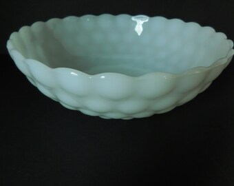 Vintage Hobnail Bubble White Milk Glass Bowl Made By Anchor Hocking