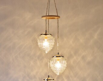 Falling Acorns Chandelier Hanging Pendant Lighting Fixture, Cascading Raspberry Shaped Glass Shades, Modern BootsNGus Lamps And Home Decor