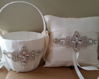 SALE - Wedding Flower Basket & Ring Bearer Pillow Set - Style BKRP1012