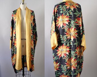 1920s Floral Robe / Vintage Antique 20s 30s Art Deco Kimono