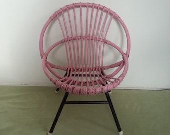 Dutch little rattan chair, ROHÉ NOORDWOLDE, children's chair, vintage kids chair
