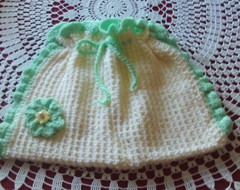Drawstring,bag,mint,cream,flower,gift,accessories,bags,crocheted,girls,women,door prize,teens