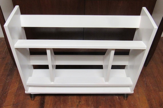 Mid Century Modern white book rack