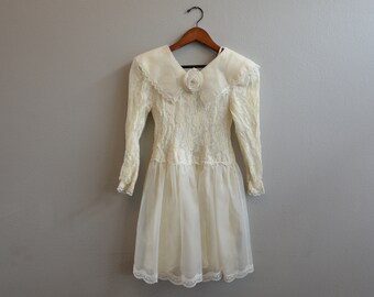 Vintage Cream Flower Girl Dress Jessica McClintock Size 7