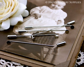10Pcs 60mm Silver Safety Pin Back Base (25948)