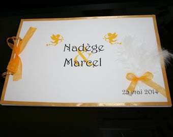 Gold guest book and white feather paradise 20 pages