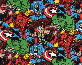 Marvel Superhero Avengers Packed Character Thor Hulk Captain America Iron Man Spider-man Cotton Fabric
