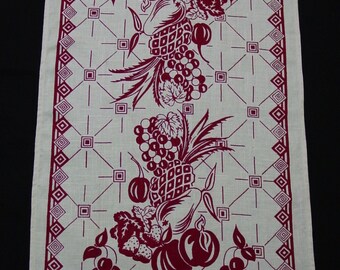 Vintage Tea Towel, Burgundy Fruit, 17 x 30", Nostalgic and Perfect