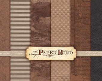 Recycled Paper : 6 backgrounds | 8.5"x11", 300 dpi PDF | INSTANT DOWNLOAD | texture set