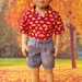 Red Short Sleeve Shirt and Cargo Shorts Holiday Set for Slim 18” Dolls