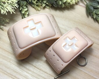 CEROTTO - Polymer Clay Cuff Bracelet, Bandaid Cuff Bracelet, Cuff Bracelet, Chunky Bracelet, Skin Tone Bracelet, Gift for Her