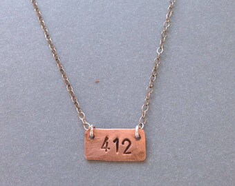 412 Hand-stamped Copper Necklace