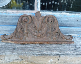 Vintage Antique 1900s French carved wood plates architectural decor /Pediment /embellishment/ Wood cartouche