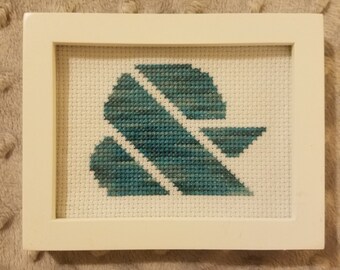 Framed cross stitch ampersand - teal