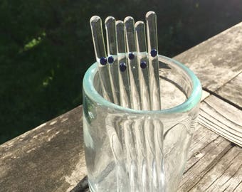 Coffee Tea Martini Stirring Glass swizzle sticks set by OceanBeachGlass