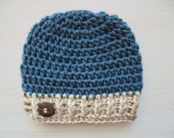 Crochet baby boy hat Winter baby hat Blue newborn hat Newborn crochet hat Baby beanie Newborn boy hat winter outfit Boy hospital hat