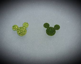 Disney inspired lime green glitter mickey earrings