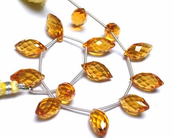 8 Inches - AAA Citrine Quartz Faceted Rice Briolette ( Dew Drops) Size 14x7mm approx