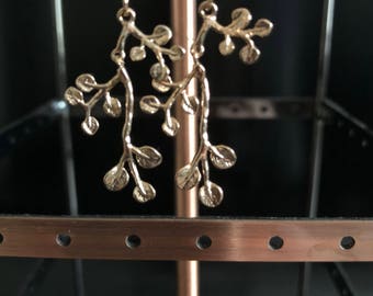 Rose gold cascading leaves earrings