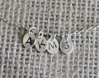 Custom Initial Silver Disc Pendant | Personalized Jewelry | Add a Hand-stamped Initial Charm to Any Pendant Necklace (Small)