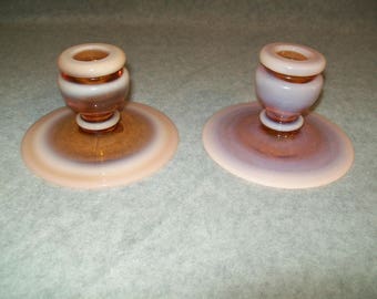 Fenton Opalescent Cameo Candlesticks