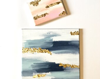 Acrylic & Goldleaf Painting / Custom Painting / Custom Artwork / Abstract Painting / 5x7 / 12x12 / Minimal Artwork / Gold Painting