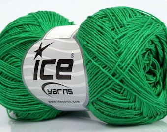 ICE PLAIN GREEN 50G FINGERING WOOL 3 / / 40