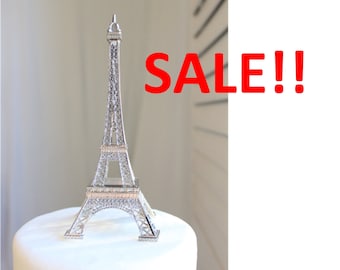 6" Silver Paris Eiffel Tower Cake Topper, Madeline, France, Centerpiece, Parisina Decoration, overthetopcaketopper, SALE, Discount, Must Go