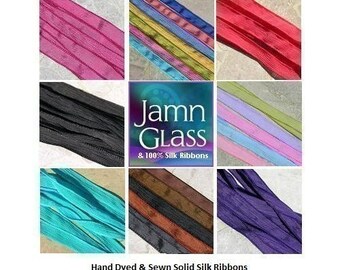 Silk Ribbons, SOLID COLOR ASSORTMENT Pick 3 to 25 Hand Dyed Ribbons. Silk Strings, Bulk Wholesale Silk Ribbons, Silk Wraps Jewelry Ribbons