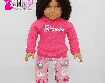 18 inch doll clothes made to fit like american girl doll clothes, winter pajama set