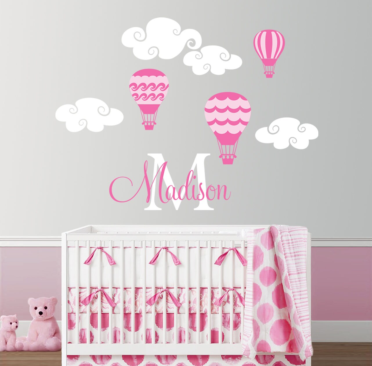 Hot Air Balloons Personalized Name Custom Initial Monogram