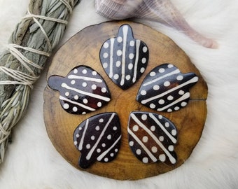 5 Batik Bone Leaf Pendants 1.5 Inches