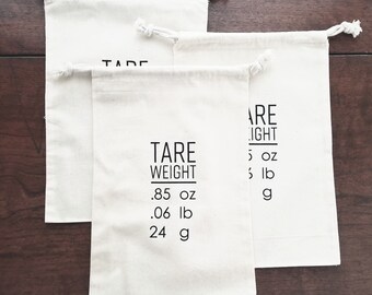 Set of 3 Reusable Bulk Food Bags, 100% Unbleached Cotton, Tare Weight Grocery Sack, Zero Waste Shopping Zero Waste Life E. Ria Home + Gift