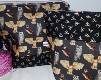 Harry Potter, Hogwarts School of Magic Wizard, Hedwig, Snowy Owl, Rubeus Hagrid, Owlry Inspired WIP Tote Bag, Zipper or Drawstring